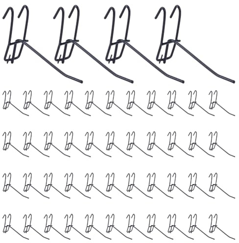 DOODLREAM 50 Stück 9,9 cm Gitterwandhaken, Metall-Gitterwand-Displayhaken für Gitterpaneele, schwarze, strapazierfähige Gitterwand-Zubehörteile für Einzelhandelsgeschäfte, Handwerksmessen, Garagen