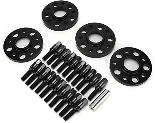 ACOGEDO Kit Distanziali Ruota Incentrati sul da 0,6 Pollici e 0,8 Pollici in Alluminio 6061 Lavorato a CNC con Bulloni per 2 Serie 3 X1 X2 X3 () (Black)
