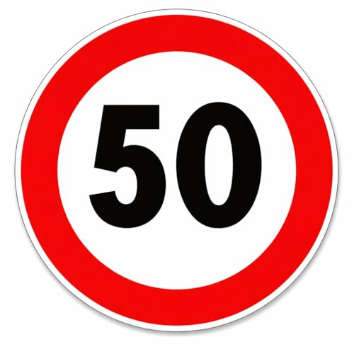 Signal Route Disque D.60 – Limite de Vitesse 50 km/h – Classe 1 Réfléchissant – Panneau circulaire pour zones privées et chantiers navals