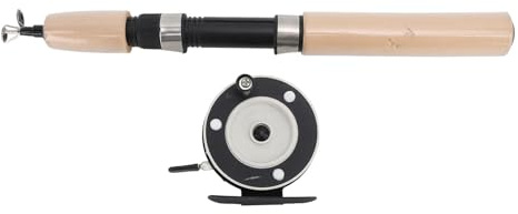 Akozon 75 cm EIS-Angelrute, Angelrolle, Kombination aus Fiberglas, Winter-Angelrute mit Metallrolle, Als Geschenk für Väter, Söhne, Ehemänner