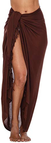 SHU-SHI - Damen Sarong/Pareo für den Strand - zum Tragen über Badeanzügen - Einheitsgröße - Braun