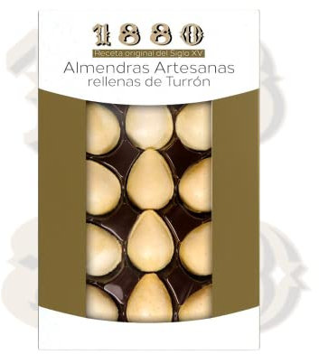 1880 - Mandorle Artigianali Ripiene di Torrone di Crema a la Piedra, Ricoperte Da Un Sottile Strato Di Wafer, Consistenza Croccante, Snack di Qualità Suprema, 165 g, 12 unità