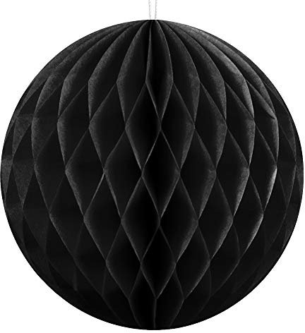 Wabenball 10cm, 20cm oder 30cm viele Farben Honeycomb Wabenbälle aus Seidenpapier (Schwarz, 30cm)