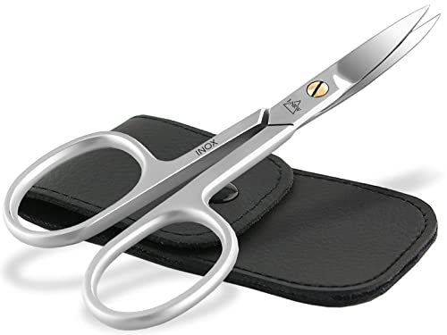Nagelschere für Fingernägel und Fußnägel Kombi-Schere Gebogen mit Etui Extra Scharf aus Edelstahl (Nagelschere 9 cm + Etui)