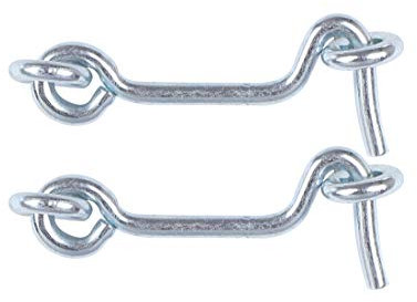 sourcing map Crochet de Cabine Crochet Fermeture Porte Fenêtre Coulissante Œil Loquet de Porte Verrou Boulon Volets Garage Portail Grange avec Vis Placage Finition 2pcs 2pouce