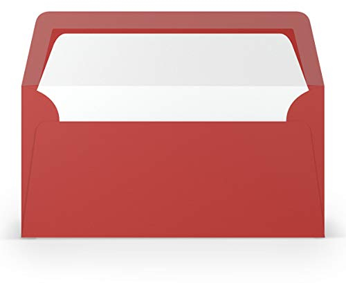 PAPERADO 50 Briefumschläge DIN lang/DL - Tomate gerippt Rot - 100 g/m² Kuvert ohne Fenster 22 x 11 cm - Umschläge mit Nassklebung gerader Klappe