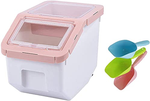 Uotyle Pet Food Storage Container Seal Pet Food Container With Spoon Airtight Dry Food Dispenser for Dog & Cat Food 5-6KG(Small Pink)