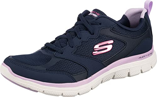 Skechers Damen Flex Appeal 4.0 Active Flow Sneaker, Navy Leather Mesh Trim, 36 EU