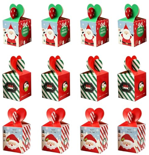 Eterspr 12 Pezzi Scatole Regalo di Natale, Natalizia Confezione Regalo, Scatola della Vigilia Natale Favore del Partito, per la Decorazione Dell'albero di Natale, Confezione Regalo per Bambini