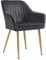 SONGMICS Esszimmerstuhl, Küchenstuhl, Sessel, Samt, Polsterstuhl mit Armlehnen, Loungesessel, bis 120 kg belastbar, Metallbeine, für Esszimmer, Küche, grau-goldfarben LDC077G01