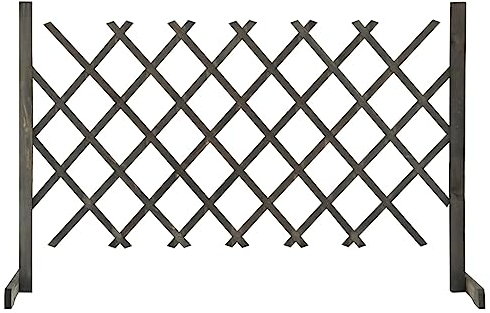 vidaXL Garden Trellis Fence 120x90 cm Grey - Versatile and Expandable Firwood Panel for Outdoor Garden, Flower Bed Border, Climbing Plant Support, Easy Assembly