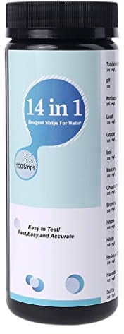 Folewr 100PCS Upgrade 14 IN 1 Drinking Water Test Strips PH Hardness Alkalinity Lead Copper Iron Mercury Bromine Nitrite Test