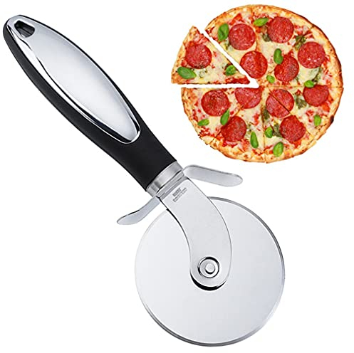 Roulettes à pizza, Acier Inoxydable Coupe Pizza avec Le Manche en Antidérapant Ustensile de Cuisine Protection des Doigts Pizza Cutter pour la Pizza, Les tartes, Les gaufres et Les Biscuits à la pâte