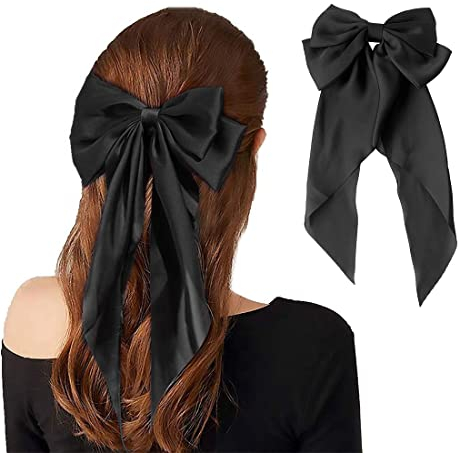 Zeayebsr haarklammer, haarklammer groß,haarspangen damen,haarspangen damen,haarklammern, 1 Stück 33CM große Schleife schwarz elegante lange Haarnadelschleife, Haar-Accessoires für Frauen und Mädchen