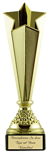 Pokalmatador Big Star Award Pokal, Höhe ca. 28 cm, auf edlem Marmor montiert, inkl. Wunschtext auf hochwertigen Aluschild, Gold