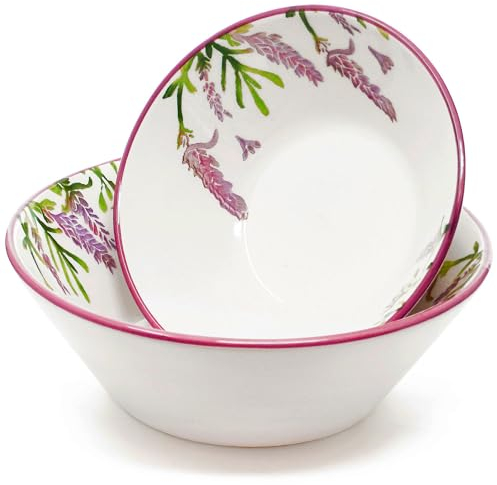 Lashuma Schalen 2er Set lila Lavendel, Obstschüssel Keramik 18 cm Ø, runde Servierschüssel 23 cm Ø