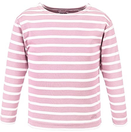 modAS Bretonisches Shirt für Kinder - Longsleeve Pullover Langarm Shirt mit Streifen Mädchen Jungen aus Baumwolle in Rosa/Weiß Größe 152