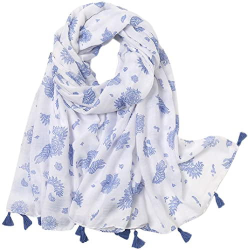 MAIRY Scarfs for Women Ladies Lightweight Soft with Tassels Cotton Linen Long Large Shawls and Wraps FL-M01