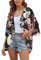 Heynino Sheer Chiffon Kimono Shirts for Women, Boho Loose Fit Beach Cover up Shawl Tops Black S