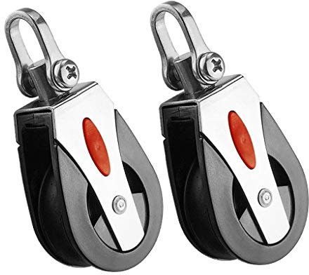 2 x langlebige Drehhaken Einzelrolle Block Sheave - Kajak Segeln Takelagen Heberad Marine Hardware (680 kg)