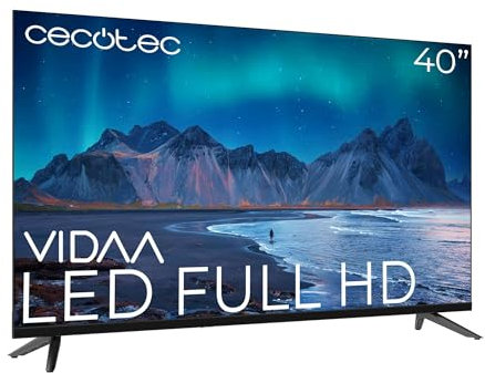 Cecotec Smart TV - LED-Fernseher mit 40 Zoll, Full HD-Auflösung - A5 Serie ALF50040. VIDAA Smart TV, Dolby Audio, integriertes WLAN, 3 HDMI und 2 USB, 16W Lautsprecher
