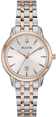 Bulova Damen Analog Quarz Uhr mit Edelstahl Armband 98M137