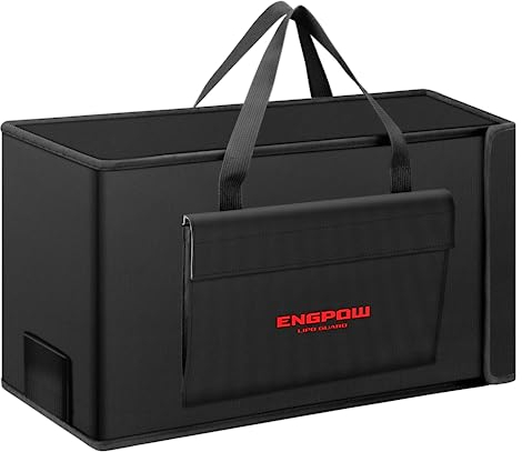 Akku Tasche Ebike Batterie Tasche Feuerfeste bis 2000°F Explosionsgeschützte Lipo Bag kompatibel mit 2 E-Bike Akkus Dick Stoßfester Sichere Batteriebox Aufladung Transport Lagerung 45 x 12 x 25 cm