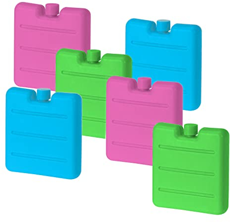 Mini Kühlakkus 6er Set blau - je 8 x 7 cm / 120 ml - Kleine Kühl Elemente mit flachem Design - Kühlpack für Brotdose Lunchbox Kühltasche Camping Picknick Schule