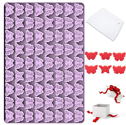 Schmetterlingsform, 72 Schmetterlinge geformte Silikonformen zum Backen von Schokolade, Süßigkeiten, Gummi, lebensmittelechtes Antihaft-Silikon, Freiheit, Schönheit und Hoffnung