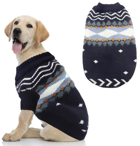 LiebeDD Hundepullover Kleine Mittelgroße Hunde Pullis Winter Warme Verdicken Hundepulli Französische Bulldogge Kleidung Hunde Pullover Kleine Hund Weihnachtspullover, Dunkelblau, XL