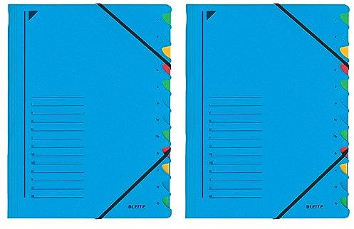 Leitz 39120335 Ordnungsmappe (A4, 12 Fächer) blau (Packung mit 2)