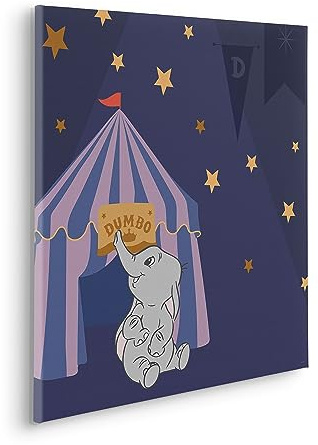 Komar Komar Keilrahmenbild - Starry Night with Dumbo - Größe 60 x 60 cm - Kinderzimmerbild, Wandbild, Kinderzimmer