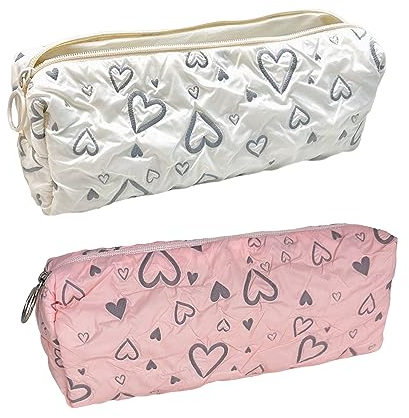 Finyoffiy 2pcs Federmäppchen Reißverschluss Liebesstiftbeutel mit grossem Fassungsvermögen Teenager Etui Stifte Pencil Case Super Große Mäppchen Schreibwarenbeutel Bleistift Beutel (2pcs)