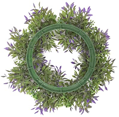 Osterkranz mit Hase Osterhase Kranz Osterdeko Lavendel-Simulations-Girlanden-Ring-Feld-Anhänger-Türklopfer-runder Kranz Willkommens Kranz Deko zum Aufhängen Türkranz (Green, One Size)