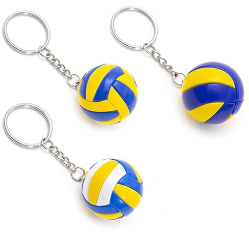 CUICHANG 3 Stück Volleyball Anhänger Ball Schlüsselanhänger Volleyball Schlüsselanhänger Zum Thema Sport volleyball geschenkideen Volleyball Schlüsselring Geldbörse für Rucksäcke (Gelb, Blau)