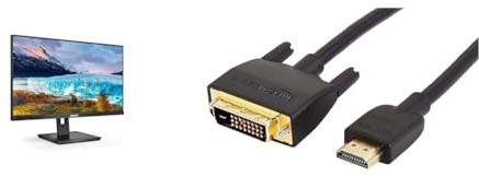 Philips 272S1AE - 27 Zoll FHD Monitor, höhenverstellbar & Amazon Basics HDMI A -zu-DVI-Adapterkabel, 1.8 m, Nicht für den Anschluss an SCART- oder VGA-Anschlüsse, Schwarz