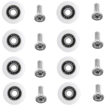 8 Pcs Shower Door Rollers, Bathroom Glass Door Rollers with Screws, Shower Door Replacement Part, Diameter 19mm