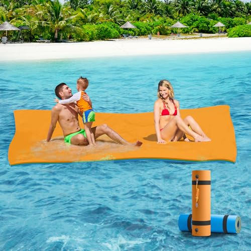 CTSC Schwimmende Wassermatte, 240x120cm Schwimmende Matte, Wassertrampolin für Kinder und Erwachsene, reißfeste 3-lagigen XPE-Schaummatte, EIN toller Begleiter für Bootsfahrten und Poolspaß! (240 cm)