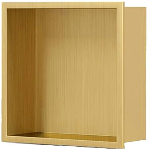 Aeovot Niche Encastrable Salle de Bain, Etagere Salle de Bain Encastrer Acier Inoxydable, Niche de Douche IdéAle, Niche a Carreler & Simple to Install (Color : Gold, Taille : 320x320x125mm)