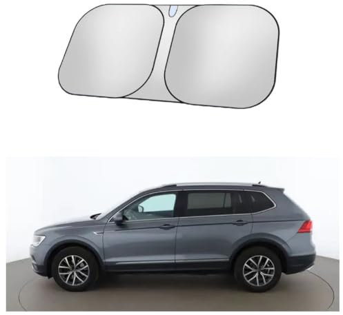 HTZSQ Parasol para Parabrisas de Coche para Volkswagen TIG-uan,Titanio Plateado Parasol Coche Delantero Plegable Parasol Protección Rayos UV Accesorios Coche Interior