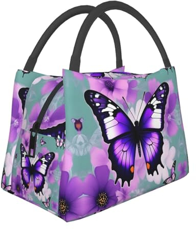 DRTGEDS Lonchera de mariposa morada para mujer, lonchera para hombre, bolsas de almuerzo