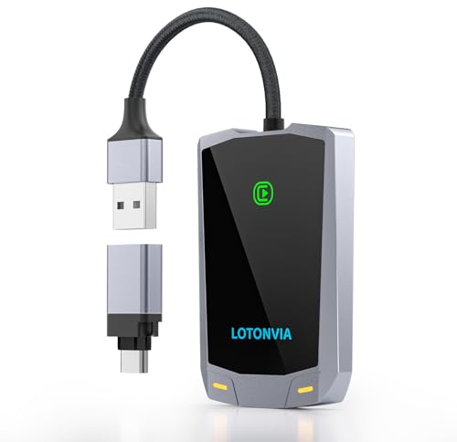 CarPlay Wireless Adapter für iPhone, Upgraded Wireless Carplay Adapter Dongle konvertiert kabelgebunden zu drahtlos, Plug & Play, Keine Latenz, BT5.2 & 5.8G Wi-Fi, Fit für Autos von 2015 und iOS 10+