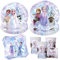 Sunshine smile Juego de 50 vajilla de fiesta de cumpleaños con diseño de Frozen, decoración de cumpleaños de Frozen, vajilla para fiesta de cumpleaños, con servilletas