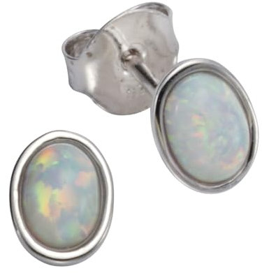 Ohrstecker 925/- Sterling Silber rhodiniert 0,7 cm synthetischer Opal