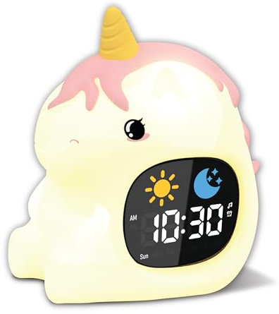 groov e Cuties Alarm Clock with LED Night Light, White Noise & Sleep Training - Rainbow Unicorn