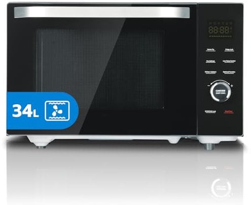 SMETA 1000W Microwave Combination Oven 34L Grill 2400W, Convection 2400W Microwave Air Fryer Oven Combo, Odor removal, Mute Function, Position Memory Turntable Easy to Clean Black