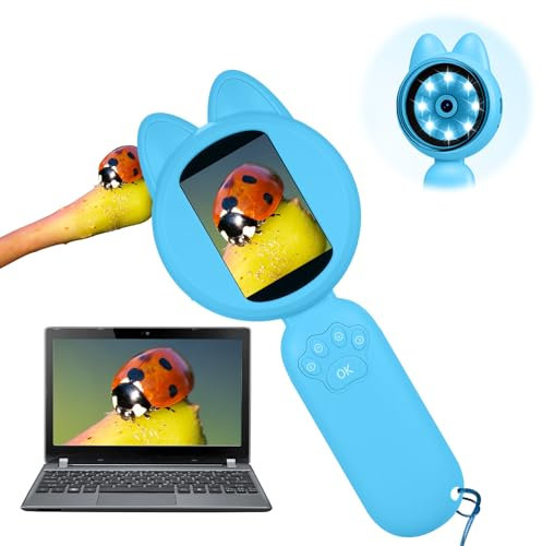 YATOSEEN Mikroskop für Kinder – Tragbares Digitales Mini-Handmikroskop für Kinder, 2-Zoll-LCD-Bildschirm mit 8 LED-Leuchten, Lern- und Bildungsspielzeug für Kinder von 3 – 12 Jahren