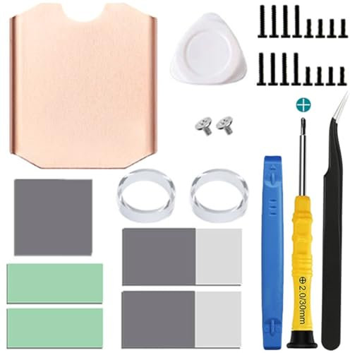 ZHUROUPU 2230 SSD Heatsink Thermal Pad Replacements for Steam Deck-Back Cover Opening Tools-Screws-Screwdriver-Assembly Copper Heat Sink Heat Sink Cooling Thermal Pad for Stream Deck SSD