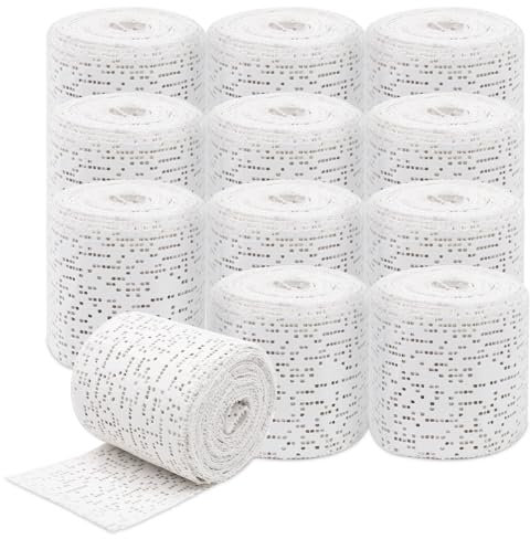 Bende Gessate per Calchi 12 Pezzi Bendaggio in Gesso per Modellare 5cm x 2,7 m Bende di Gesso Ideale per Fai Da Te Realizzare Stampi del Corpo e Arte Creativa