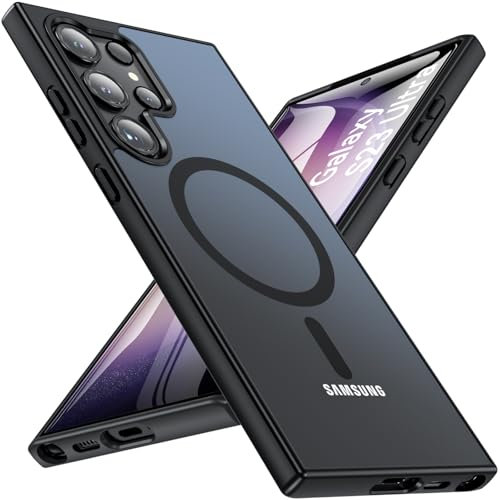 Vigamen für S23 Ultra Hülle, Magnetische Samsung Galaxy S23 Ultra Hülle kompatibel mit Magsafe, [Unterstützt kabelloses Laden] Stoßfeste Matt Transluzente Handyhülle s23 Ultra 6,8 Zoll, Schwarz